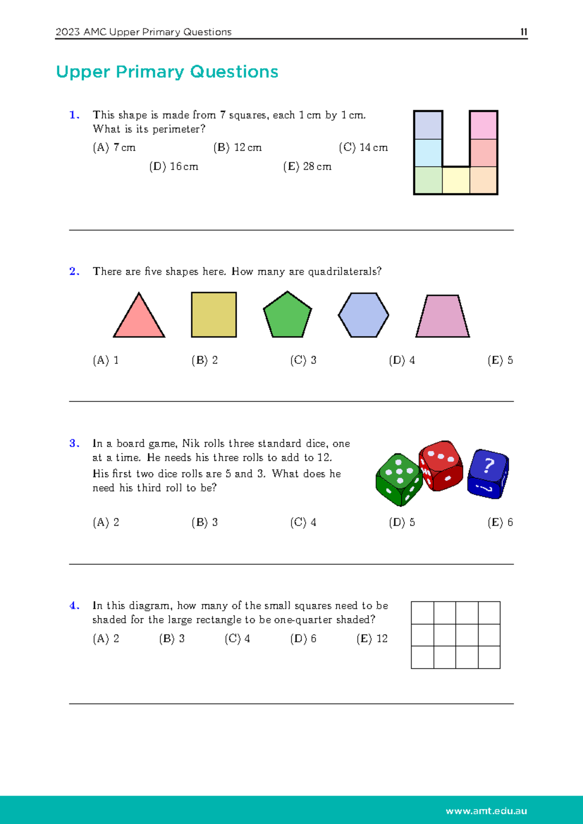 2023 AMC Upper Primary Math Questions and Puzzles - Studocu