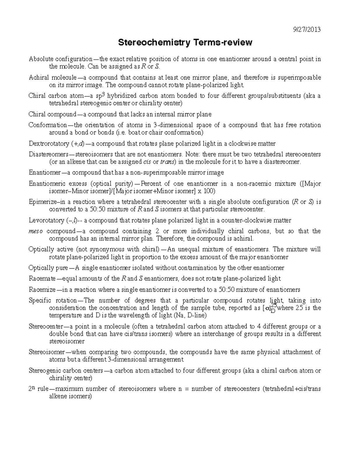 Stereochemistry Terms: Understanding R/S Configurations and Chirality ...