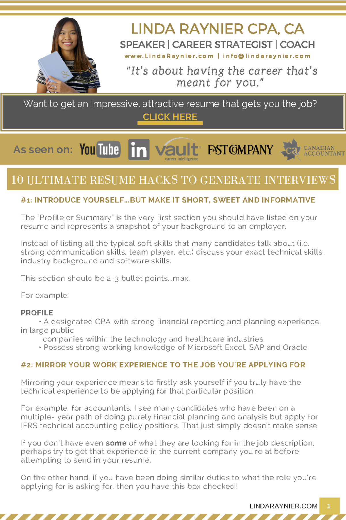 10 Ultimate Resume Hacks PDF - SPEAKER | CAREER STRATEGIST | COACH w w ...