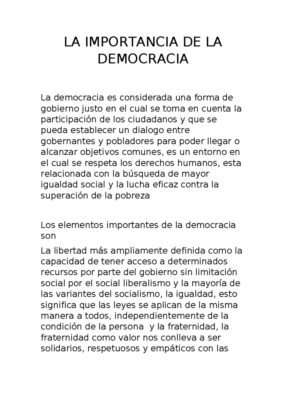 La Importancia de la Democracia en la Participación Ciudadana - Studocu