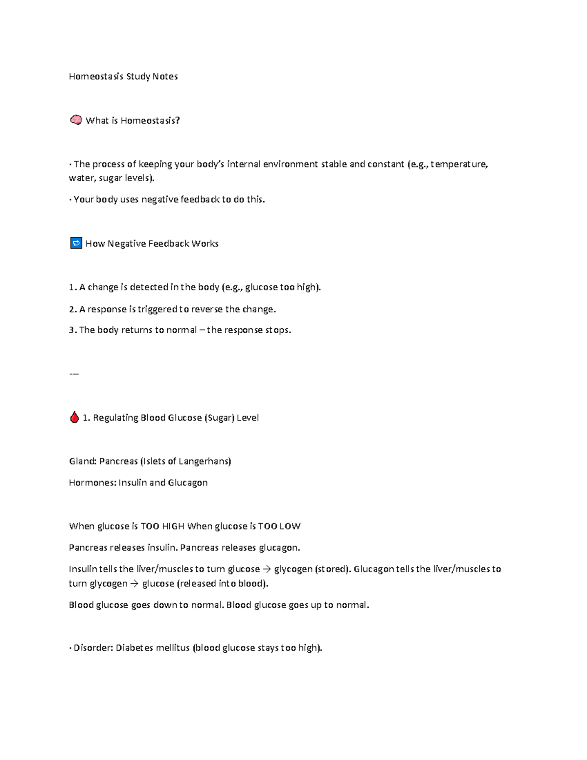 Homeostasis Study Notes: Understanding Internal Stability - Studocu