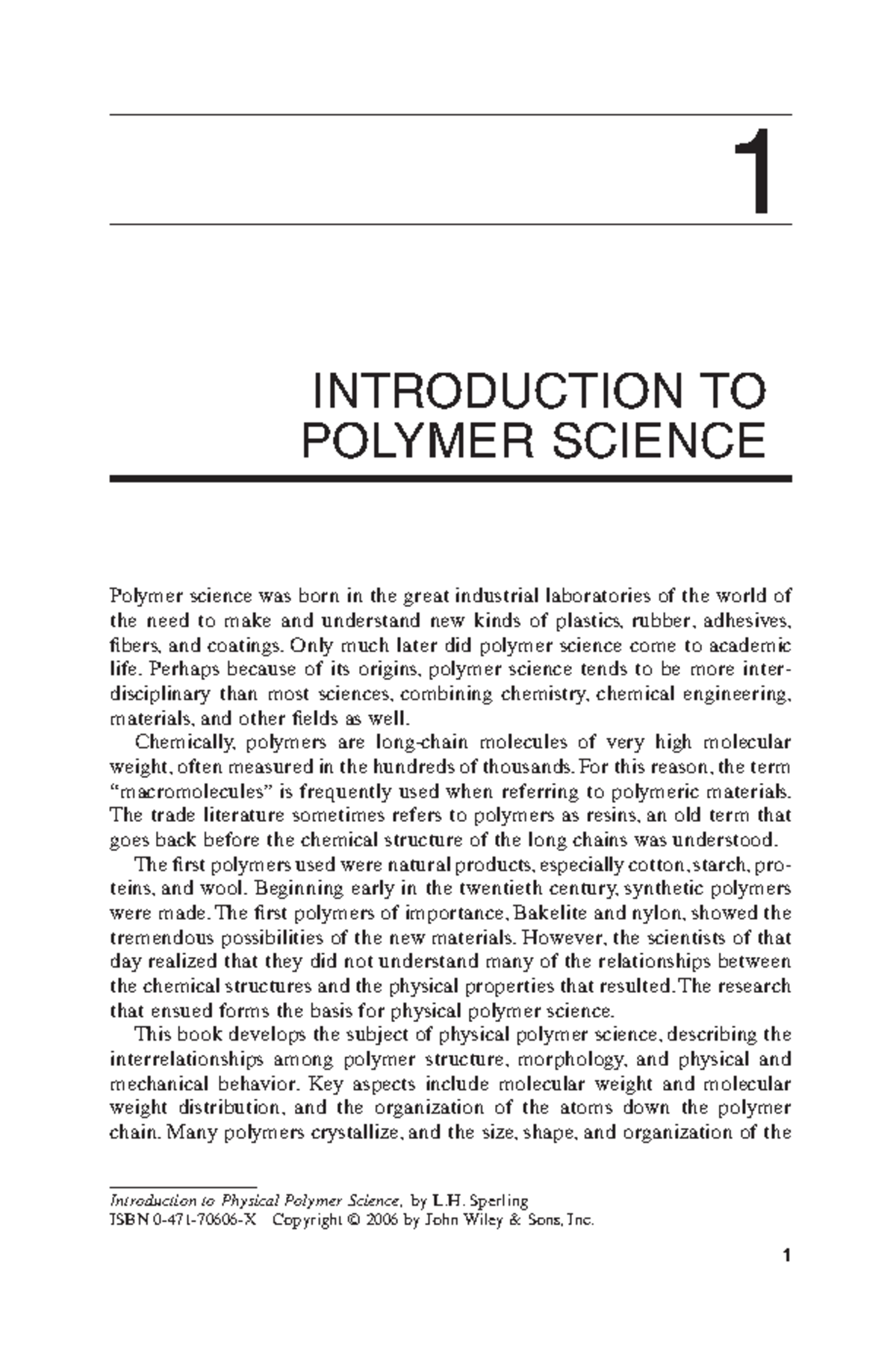 Introduction to Polymer Science: Fundamentals and Applications - Studocu