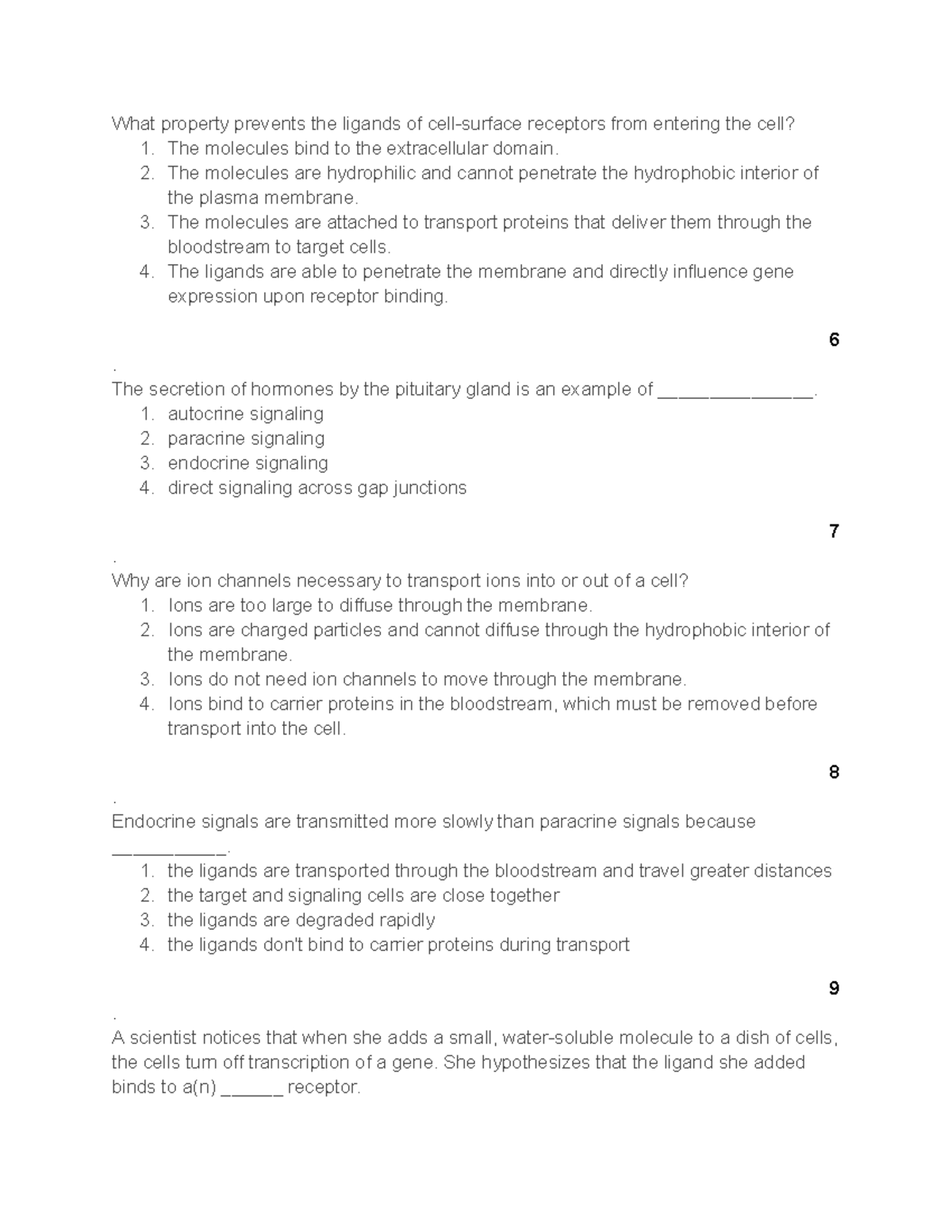 Cell Signaling and Biological Responses: BIOL 101 Midterm Exam Review ...