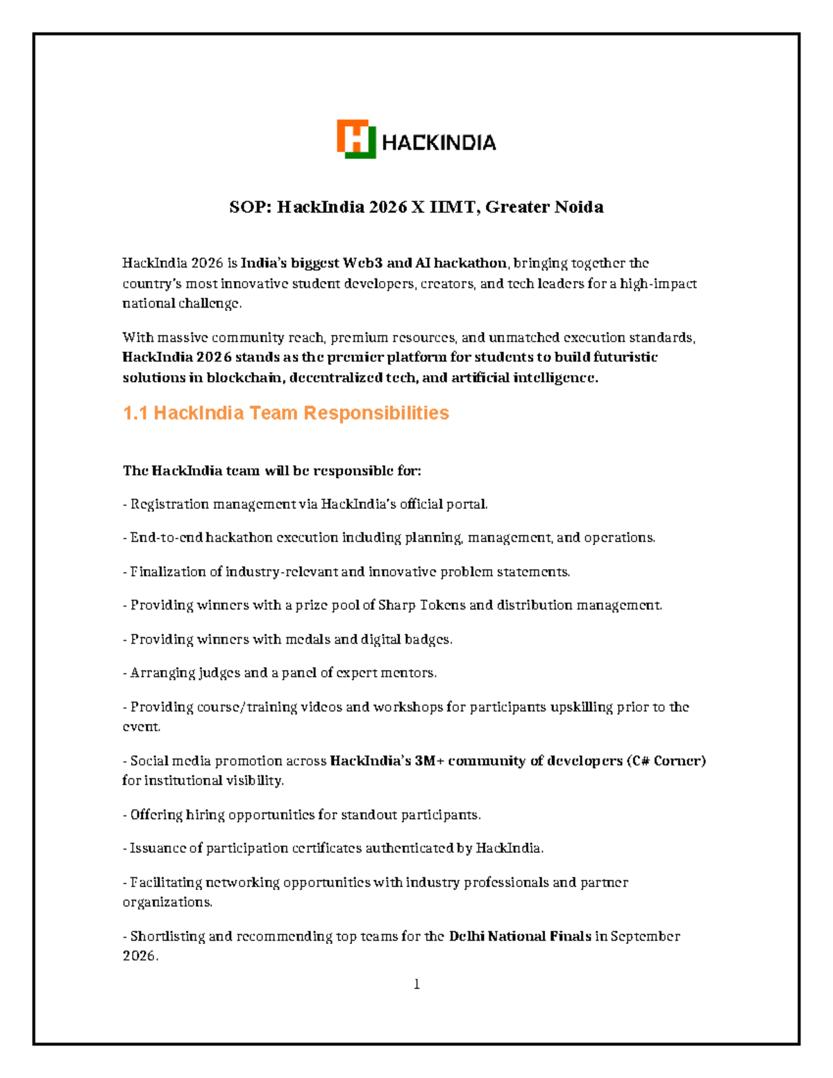 HackIndia 2026 SOP: IIMT Greater Noida Collaboration Guide - Studocu