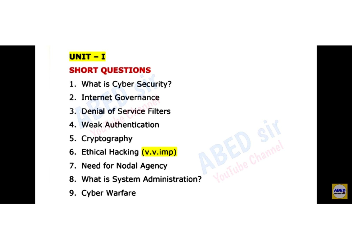 Cyber Security Sem 6: Important Short & Long Questions - Studocu