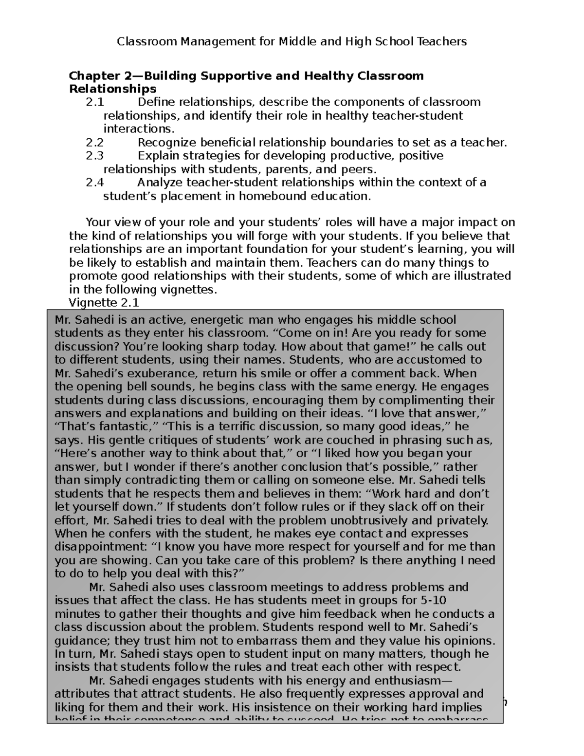 Chapter 2: Building Healthy Classroom Relationships (EDU 101) - Studocu