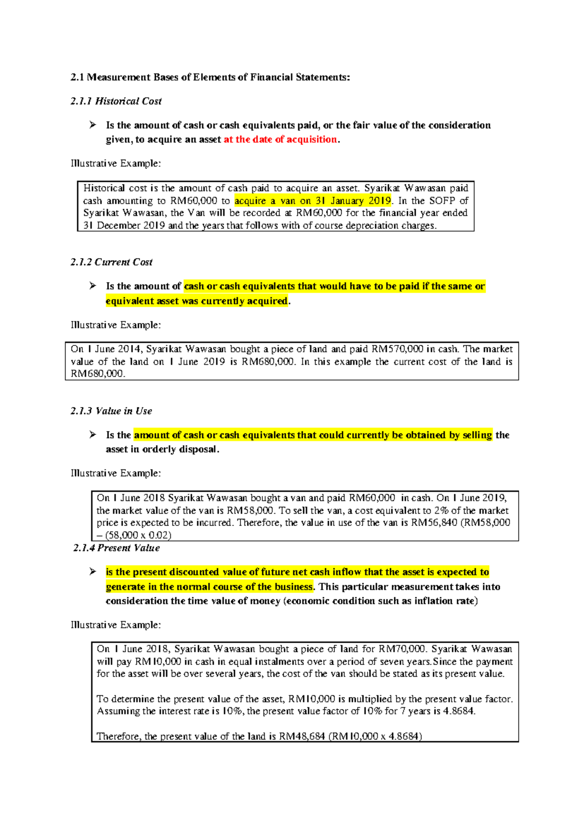 2.1 Measurement Bases in Financial Statements: Additional Notes for ...