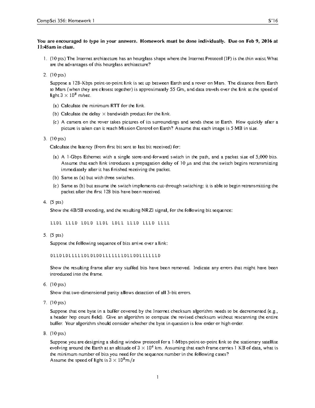 Seminar assignments - Homework assignments 1-3 spring 2016 - CompSci ...