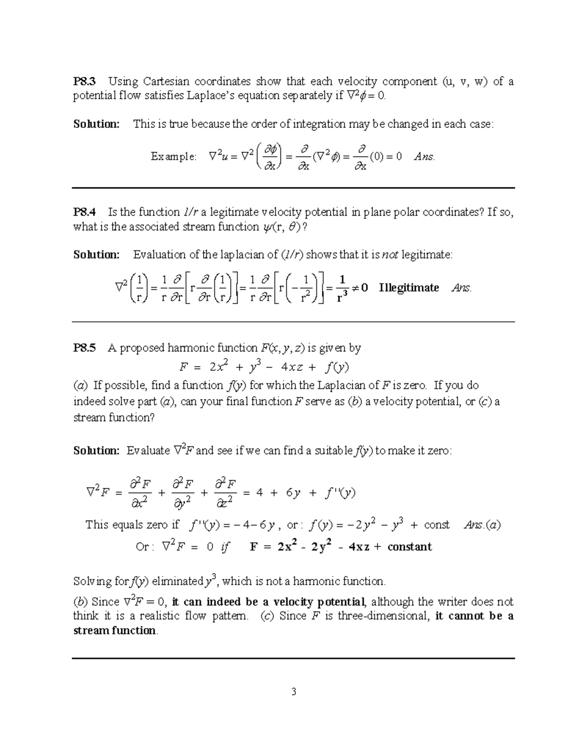 P8.3-P8.5 Velocity Potential and Stream Function Analysis - Studocu