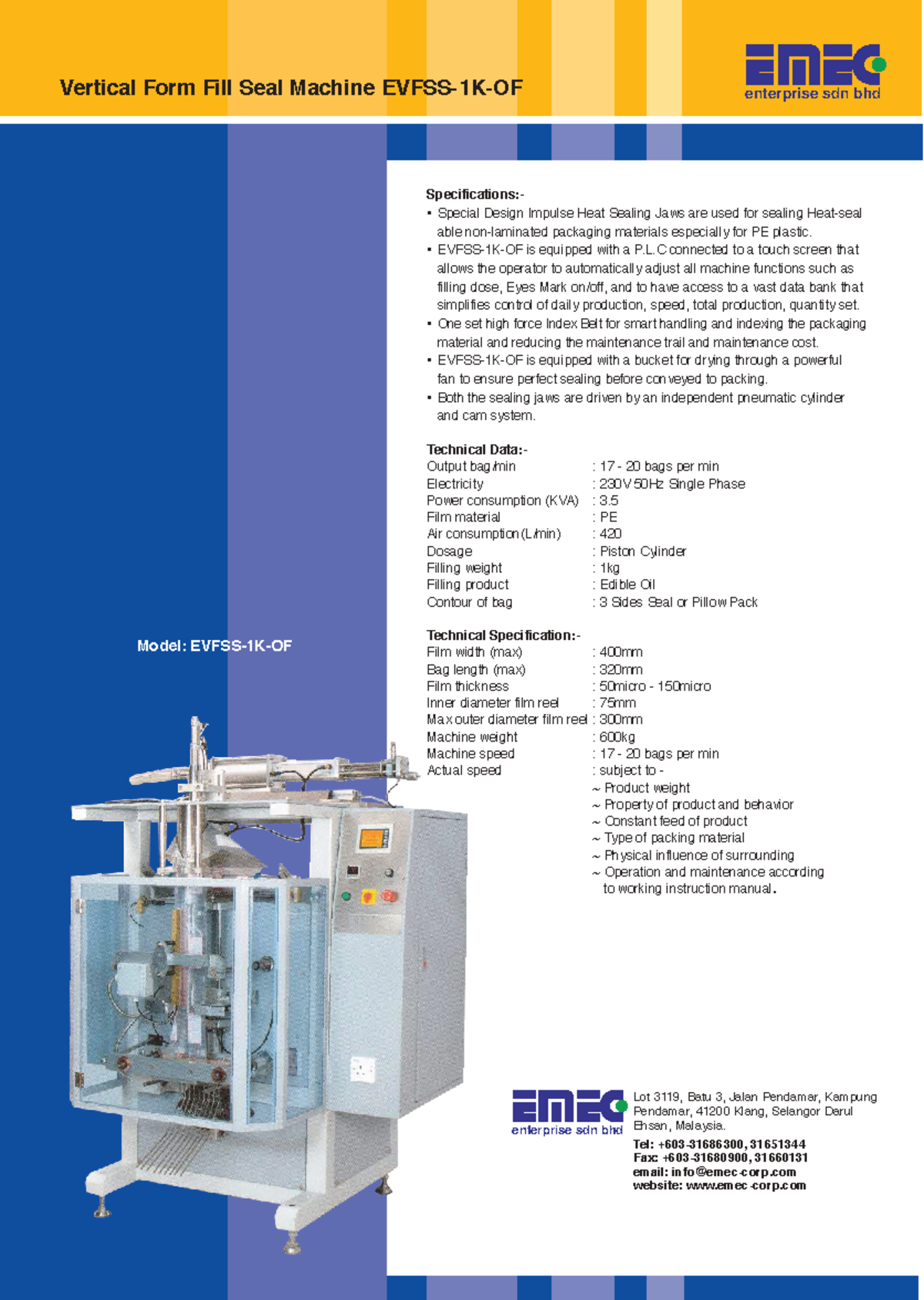 VFFS Machine Overview: Special Design & Technical Specs - Studocu