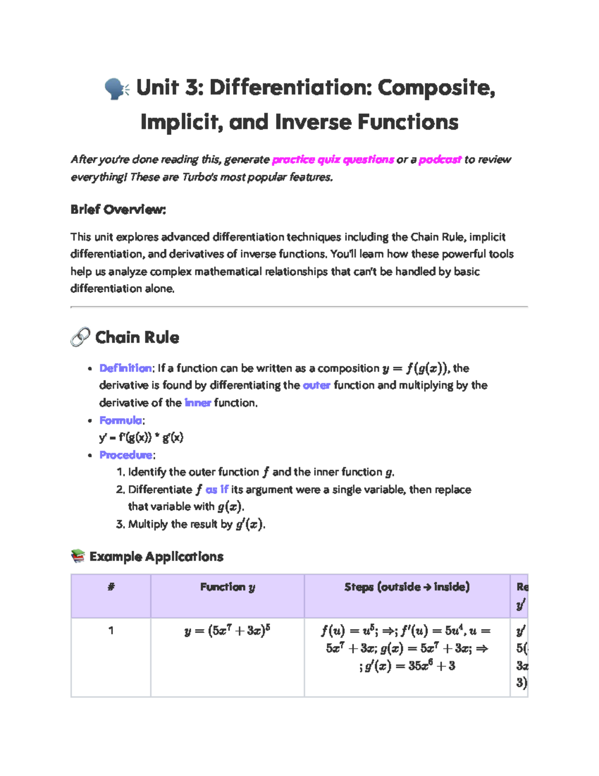 Unit 3: Advanced Differentiation Techniques - Composite, Implicit ...