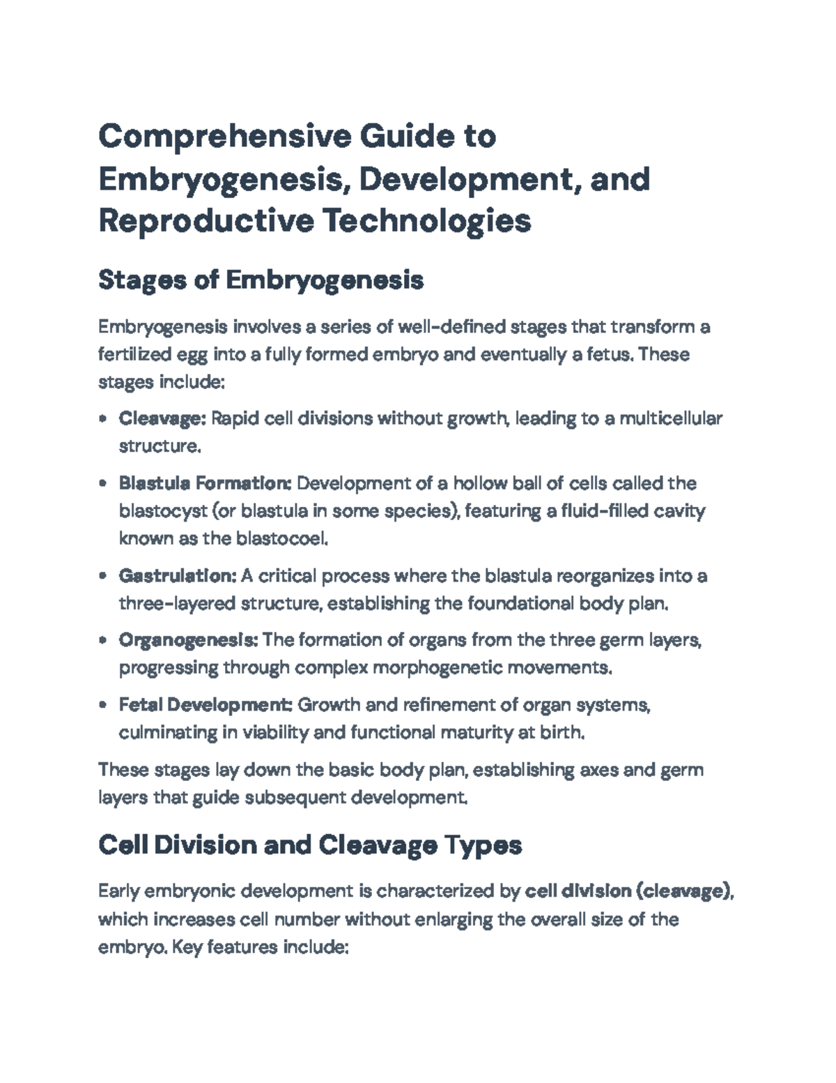 Comprehensive Overview of Embryogenesis and Fertilization Techniques ...