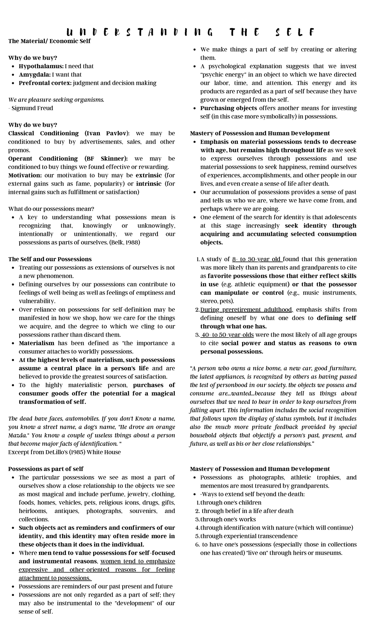 Understanding the Self: Materialism and Identity in INBD ...