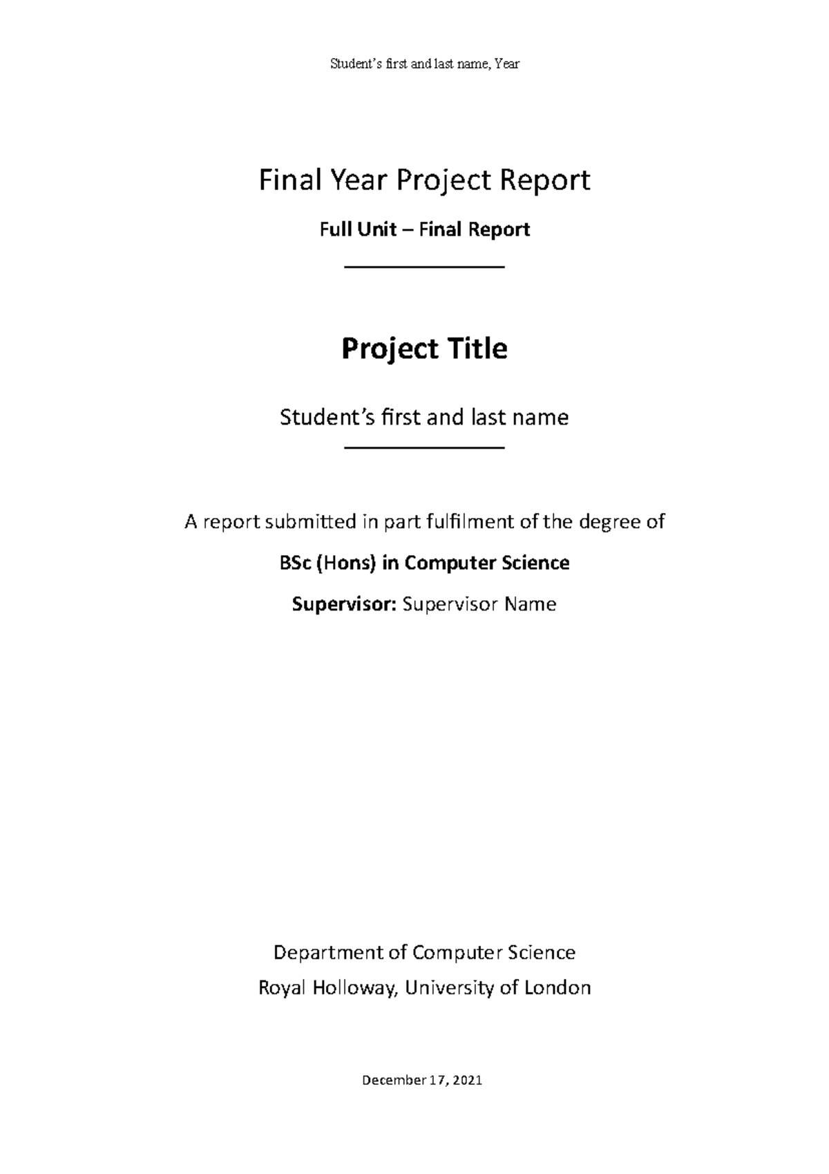 Project final report template - Student’s first and last name, Year ...