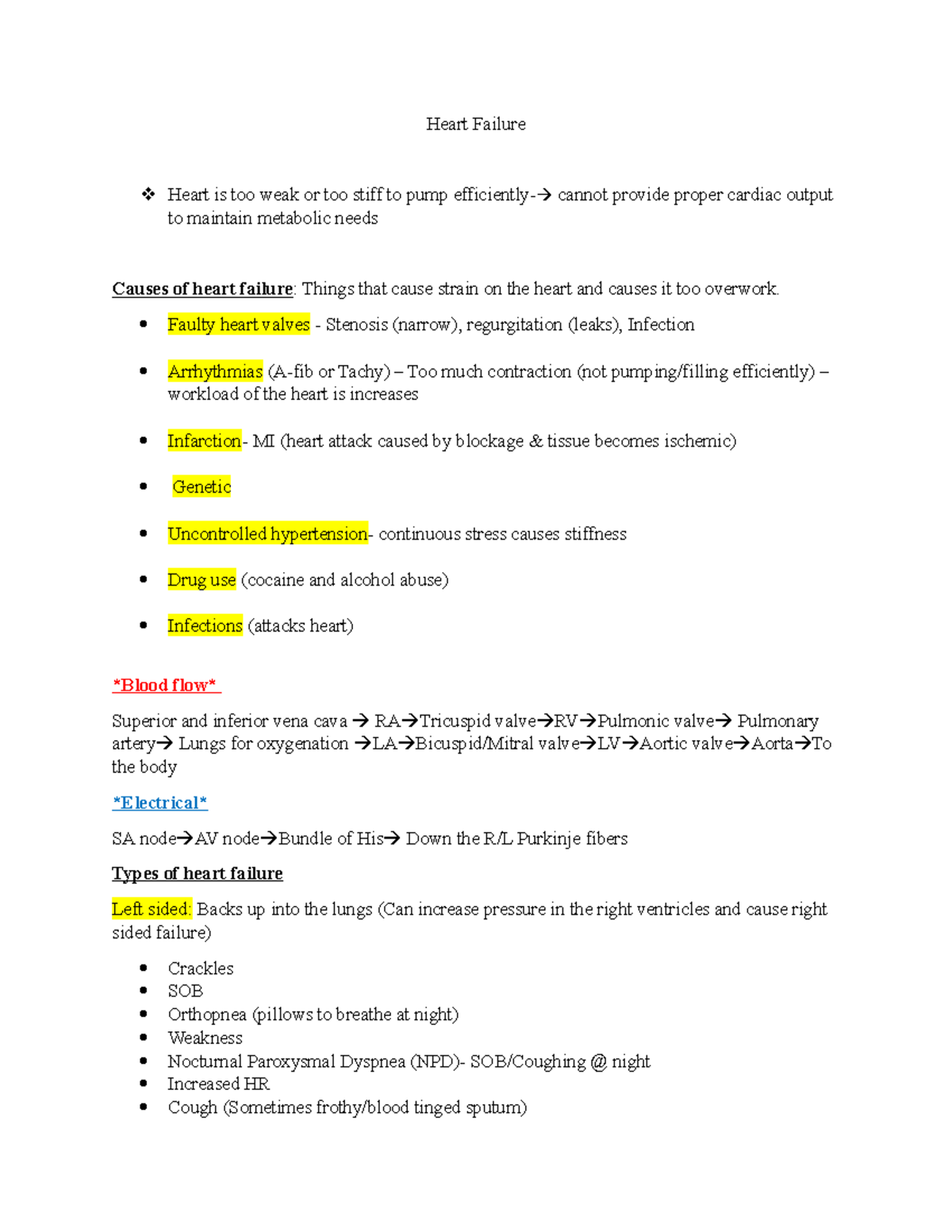 Heart Failure Overview and Management - Med 101 - Studocu