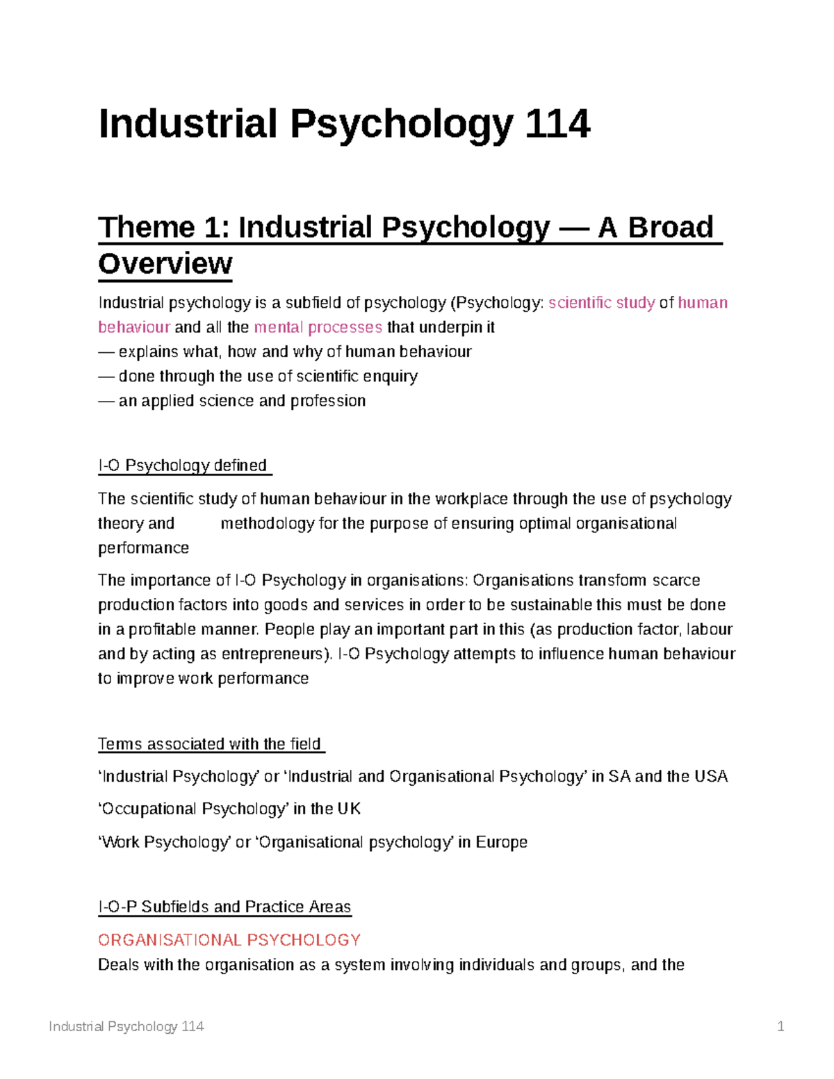 Industrial Psychology 114: Exploring Key Concepts and Applications ...