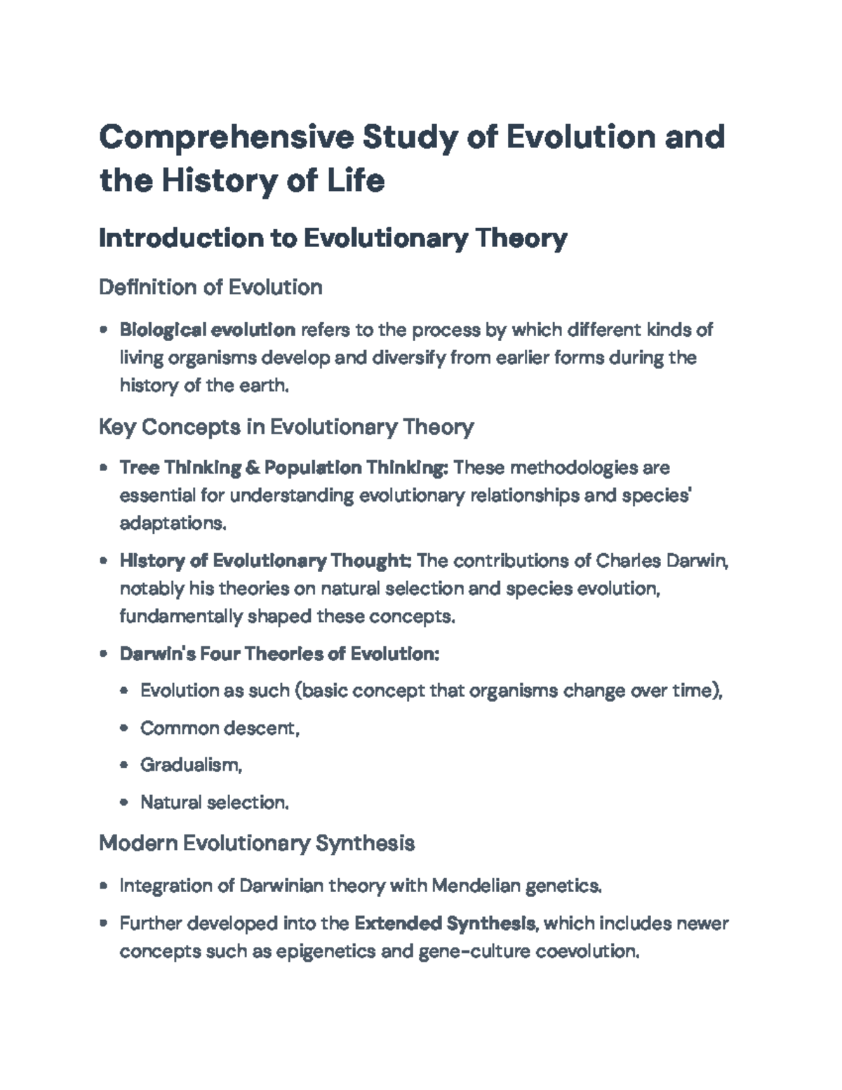 Comprehensive Study of Evolution and History of Life (Bio 101 ...