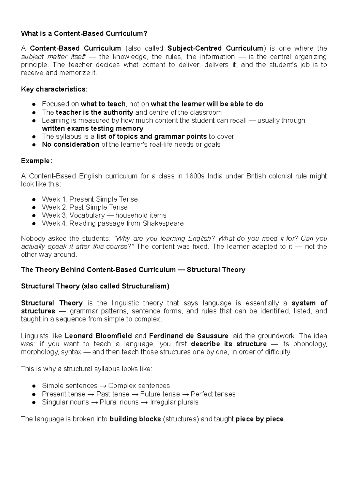 Curriculum Design Overview: Key Theories and Practices (EDU 101) - Studocu