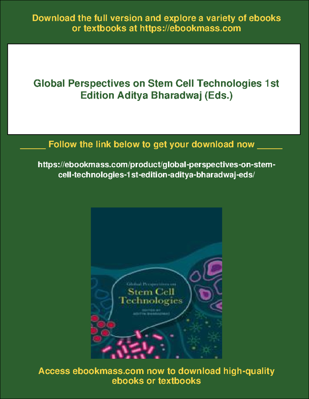 67754 - Global perspectives on stem cell technologies 1st edition ...