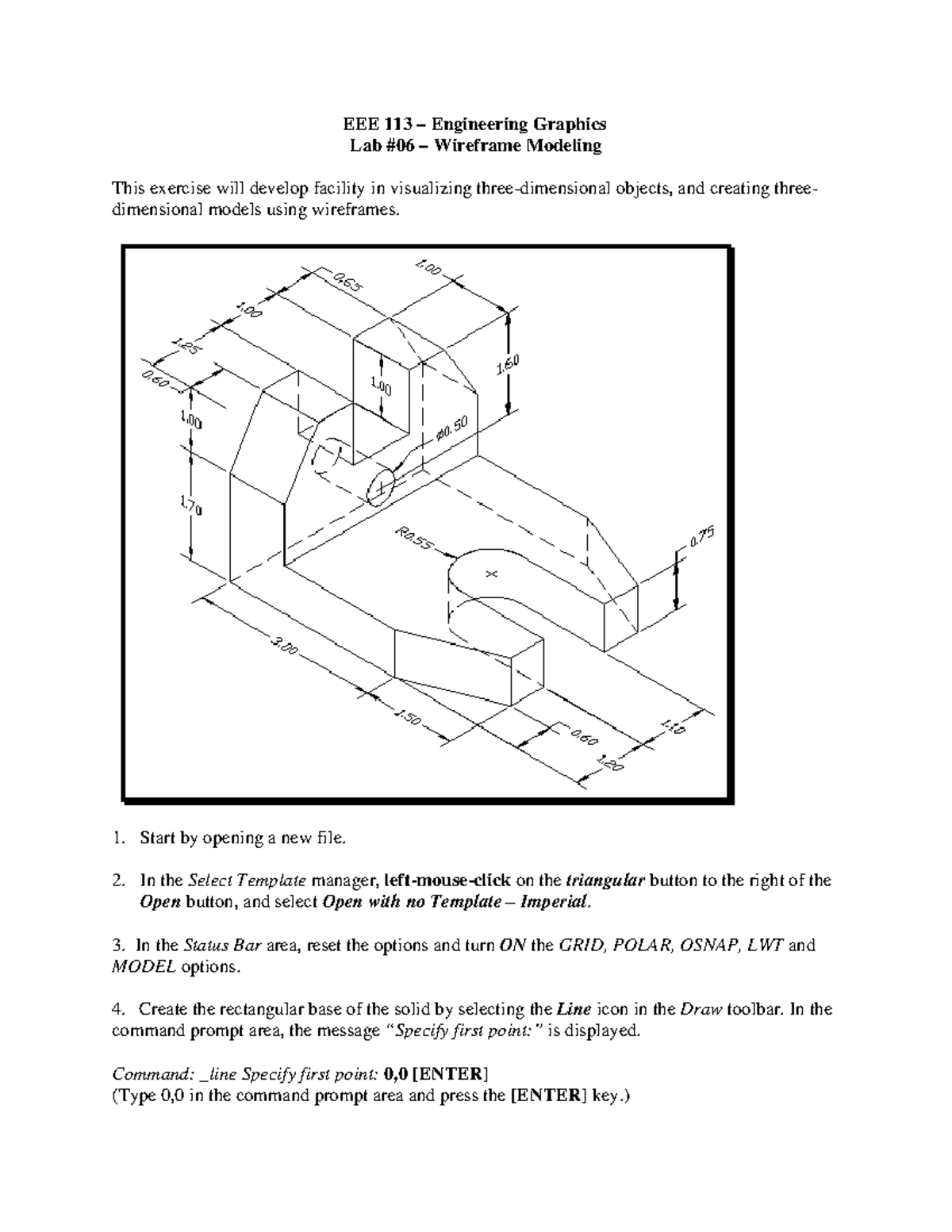 113 Engineering Graphics Lab: Wireframe Modeling Guide - Studocu