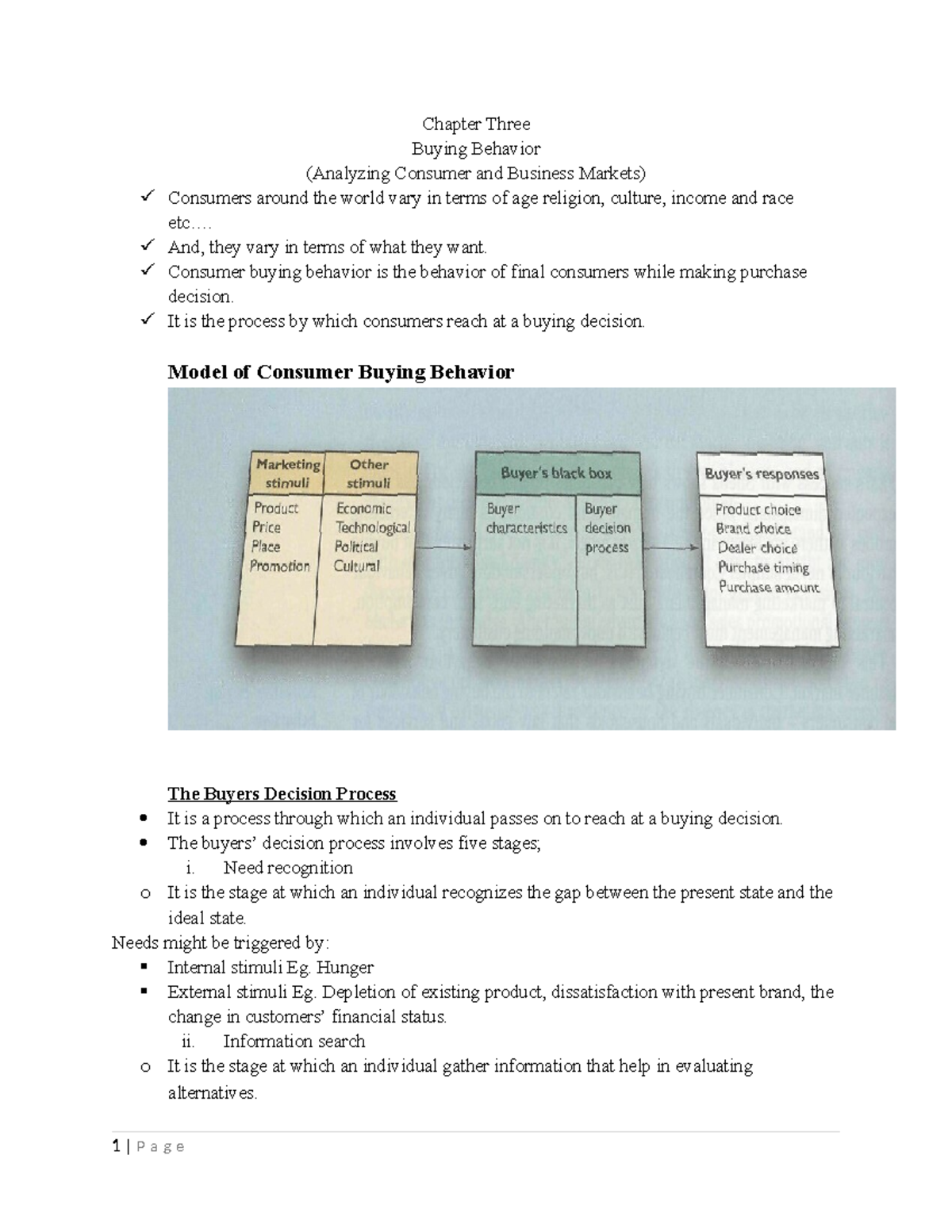 Chapter 3: Analyzing Consumer & Business Buying Behavior - Studocu