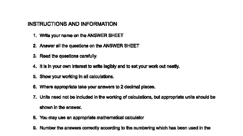 P1 Physics Final Exam Instructions and Questions - Studocu
