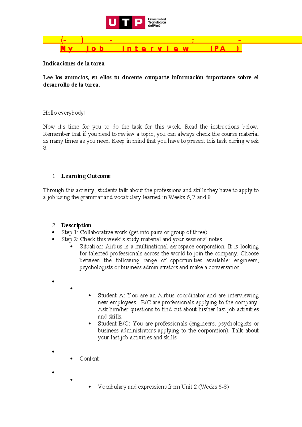 🔴 (AC-S08) Week 08 - Job Interview Task Assignment (PA4) - Studocu