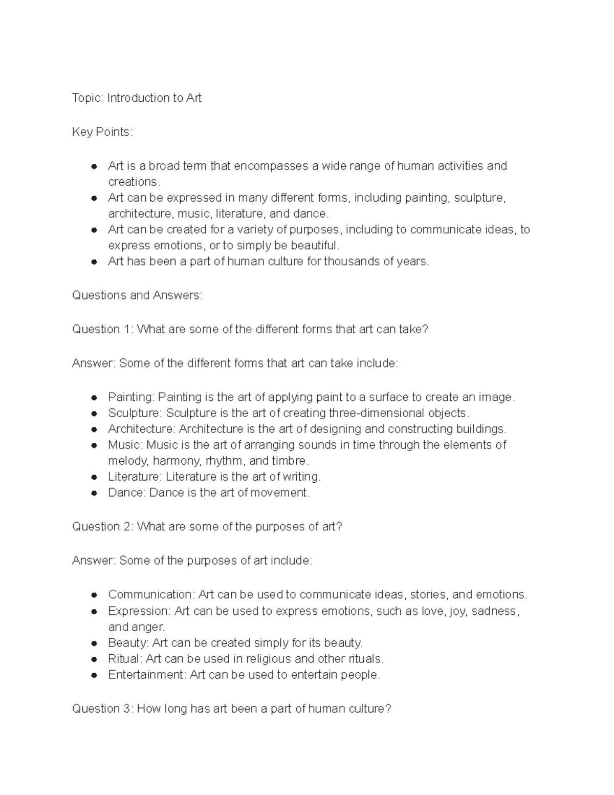 Lecture note for Art 215, Lecture 1 - Topic: Introduction to Art Key ...