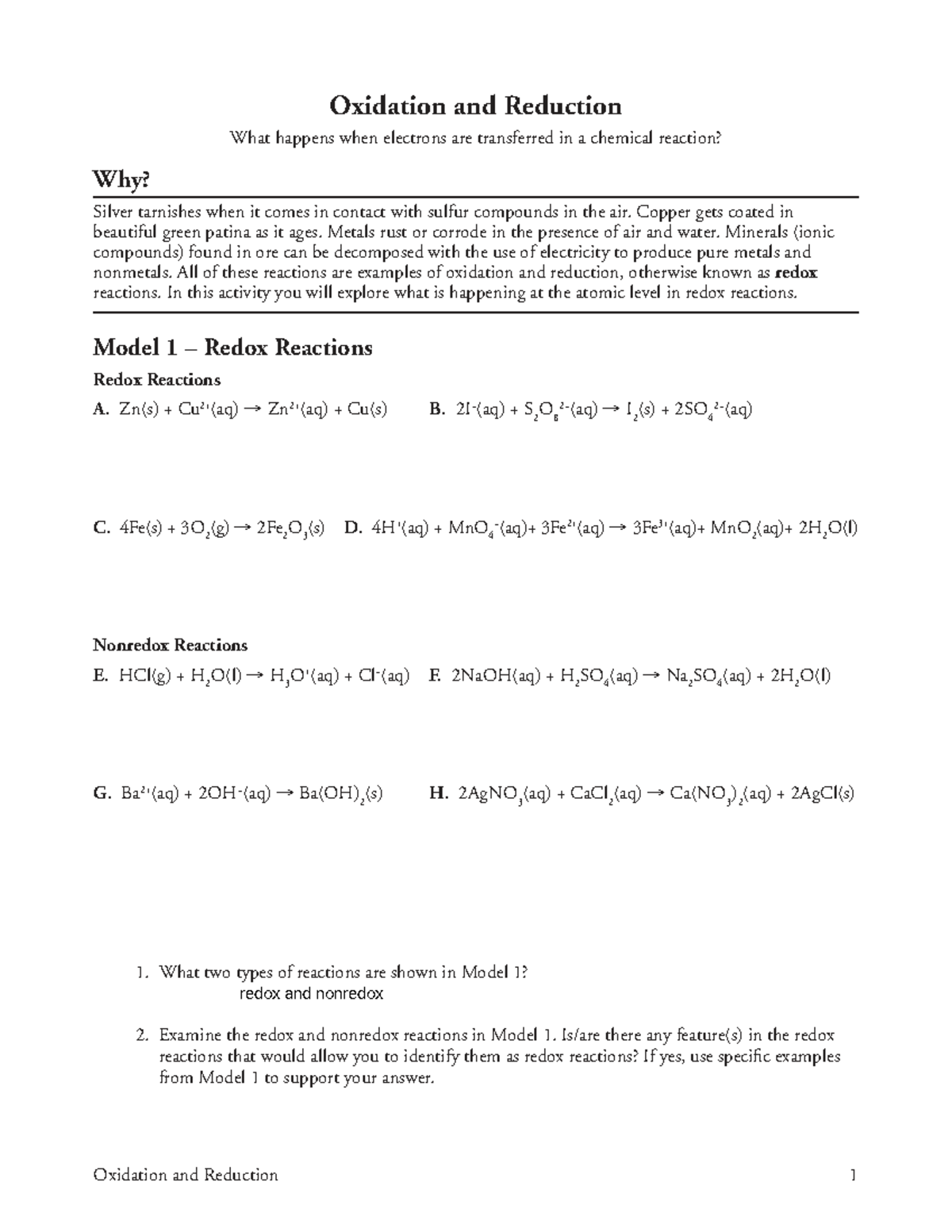 Chemistry 10: Oxidation and Reduction - Understanding Redox Reactions ...