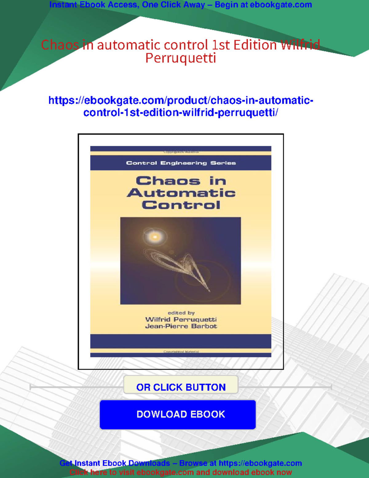 Chaos in Automatic Control - 1st Edition by Wilfrid Perruquetti - Studocu