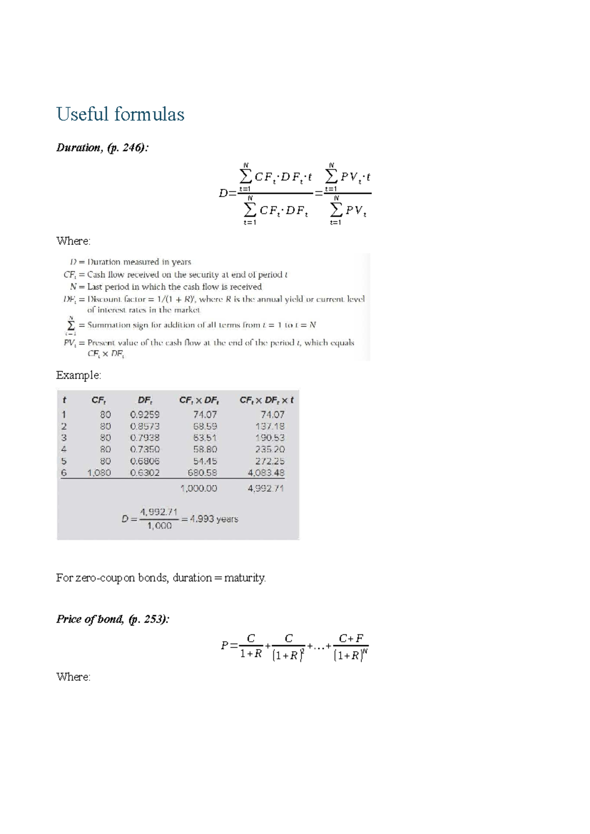 Formler - Part 1: Key Financial Formulas and Concepts (FIN 101) - Studocu
