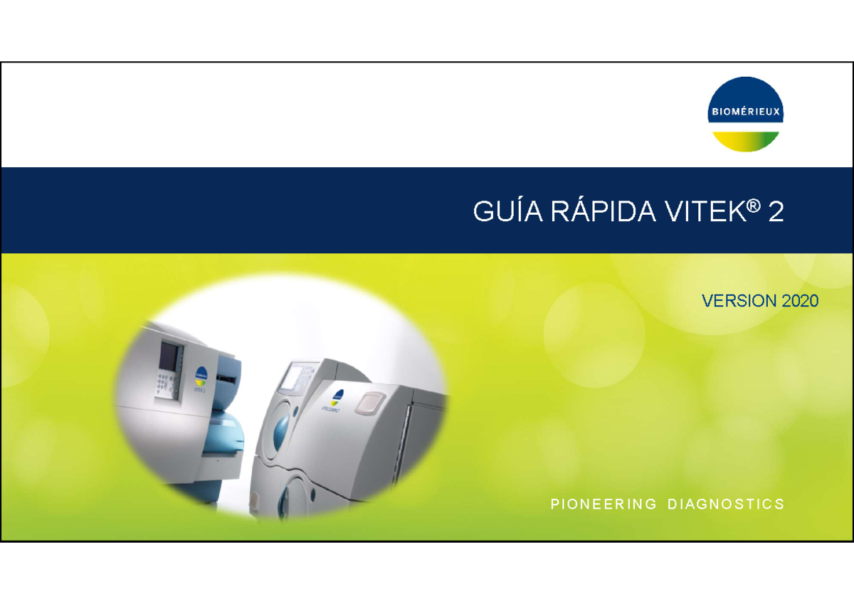 GUÍA RÁPIDA VITEK 2 - COMPONENTES Y MANEJO 2020 - Studocu