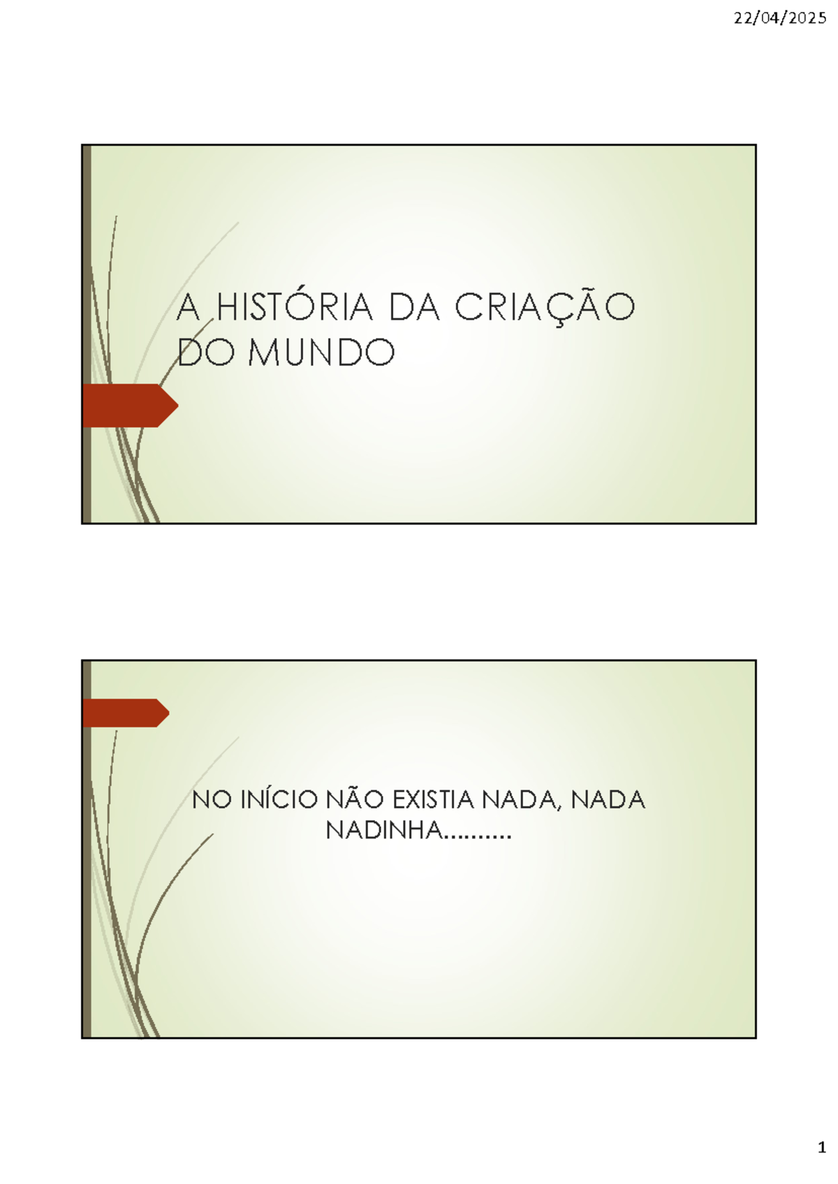 AULA: A História da Criação do Mundo e Seus Sete Dias - Studocu