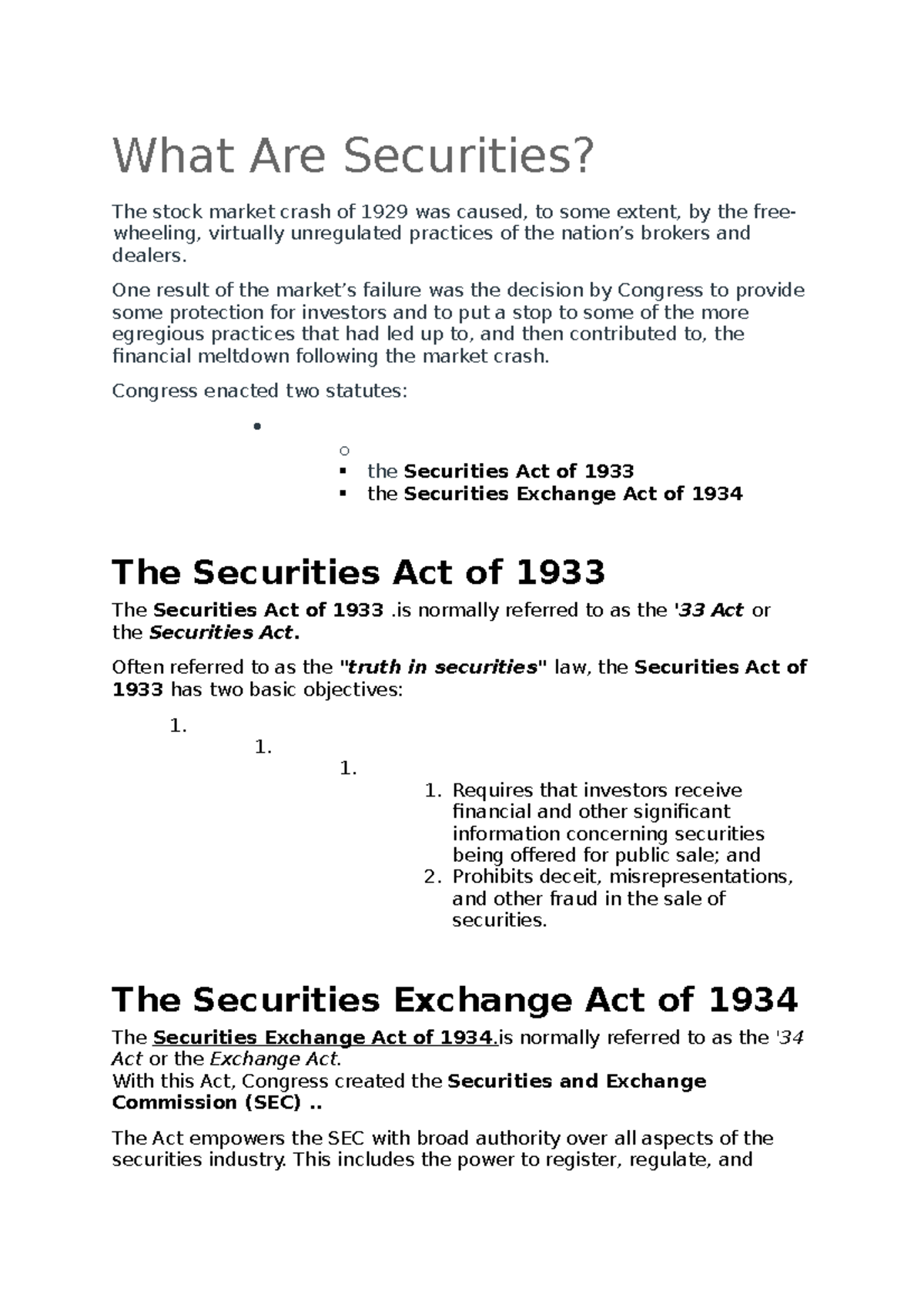 SEC101: What Are Securities? - Class Lecture Notes - Studocu