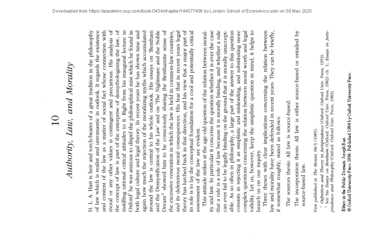 Raz Authority, law and morality - LAWS2004 - Ethics in the Public ...