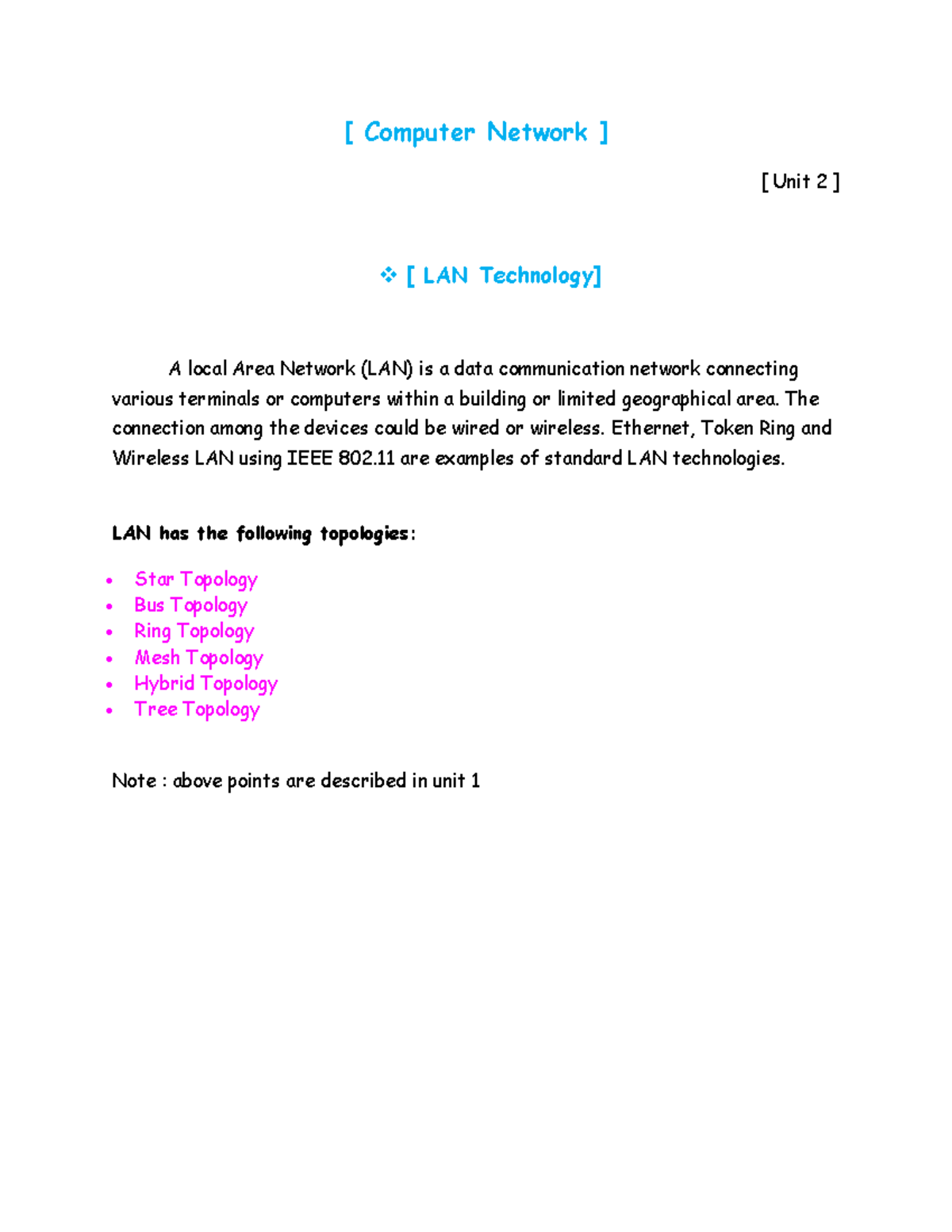 CN 2 - Notes on Local Area Networks and X.25 Protocols - Studocu
