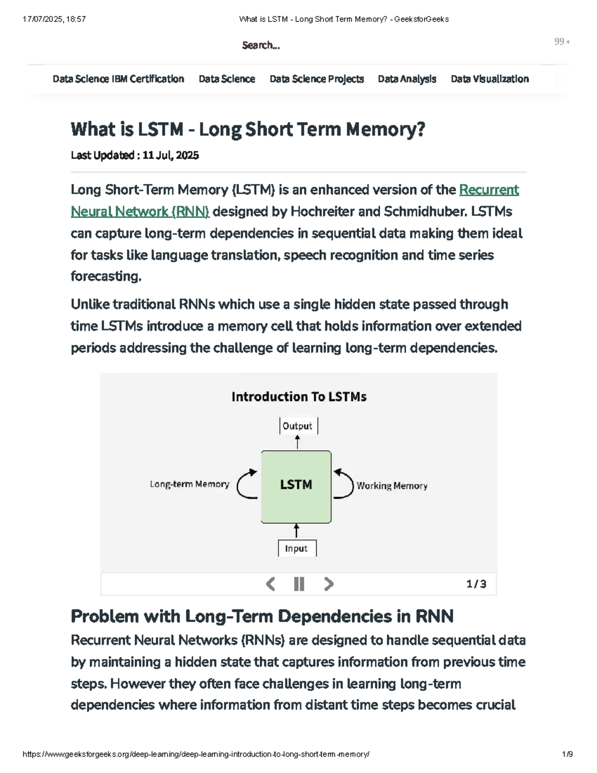 LSTM 101: Understanding Long Short Term Memory in Data Science - Studocu