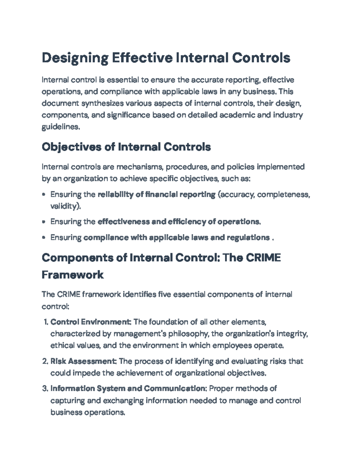 Designing Effective Internal Control Systems: Understanding CRIME ...