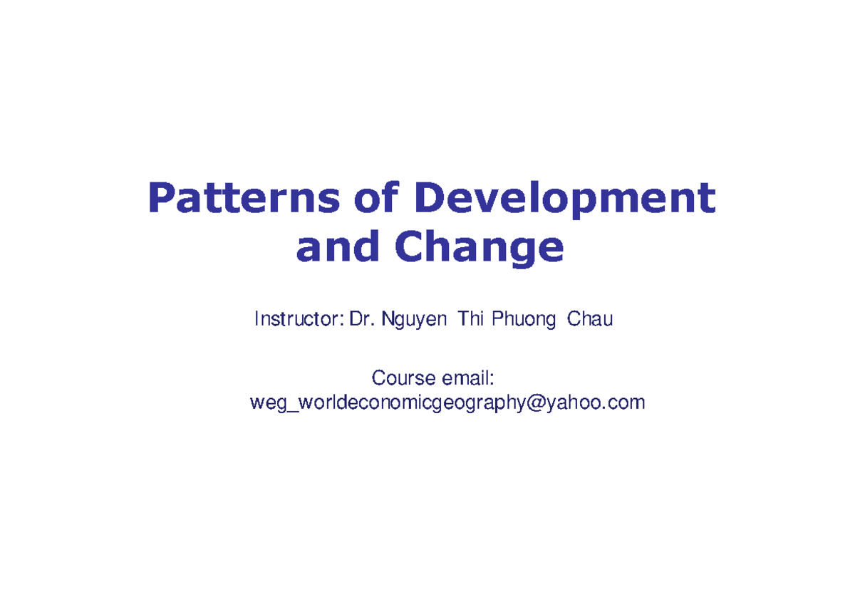 Chapter 3 Patterns of development of change - Patterns of Development ...