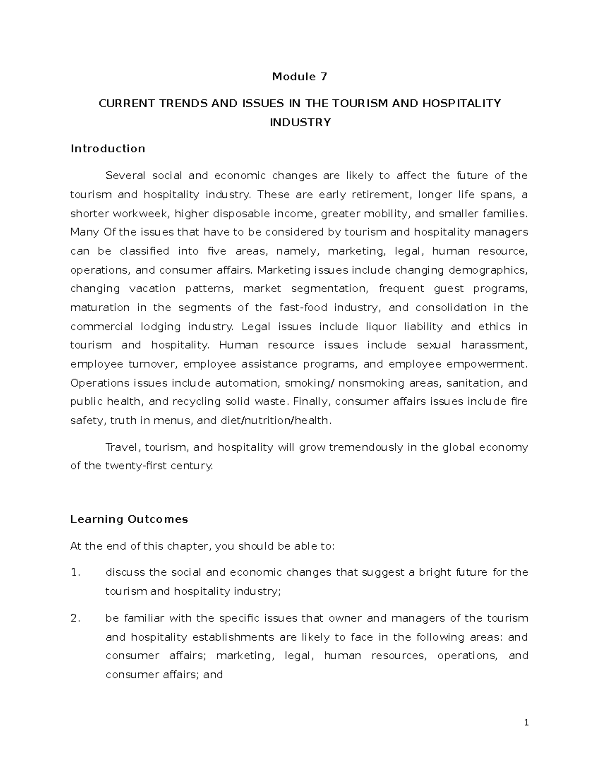 HM 111 Module 7 - Current Trends in Tourism & Hospitality Industry ...