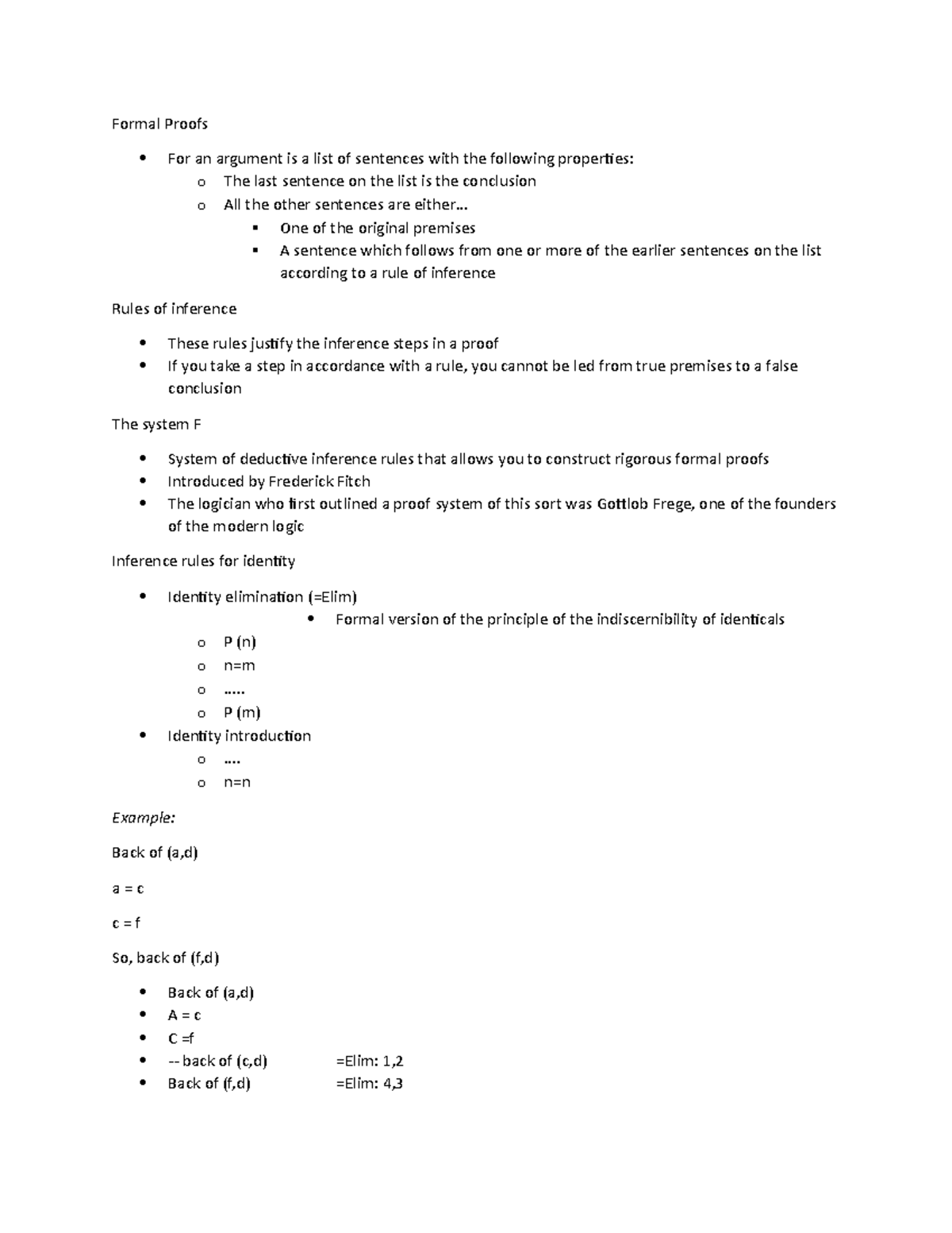 Proofs formal notes - Formal Proofs For an argument is a list of ...