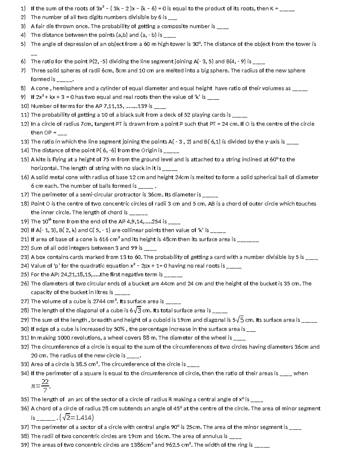X CBSE Maths MCQ - Practice Materials for Exam Preparation - Studocu