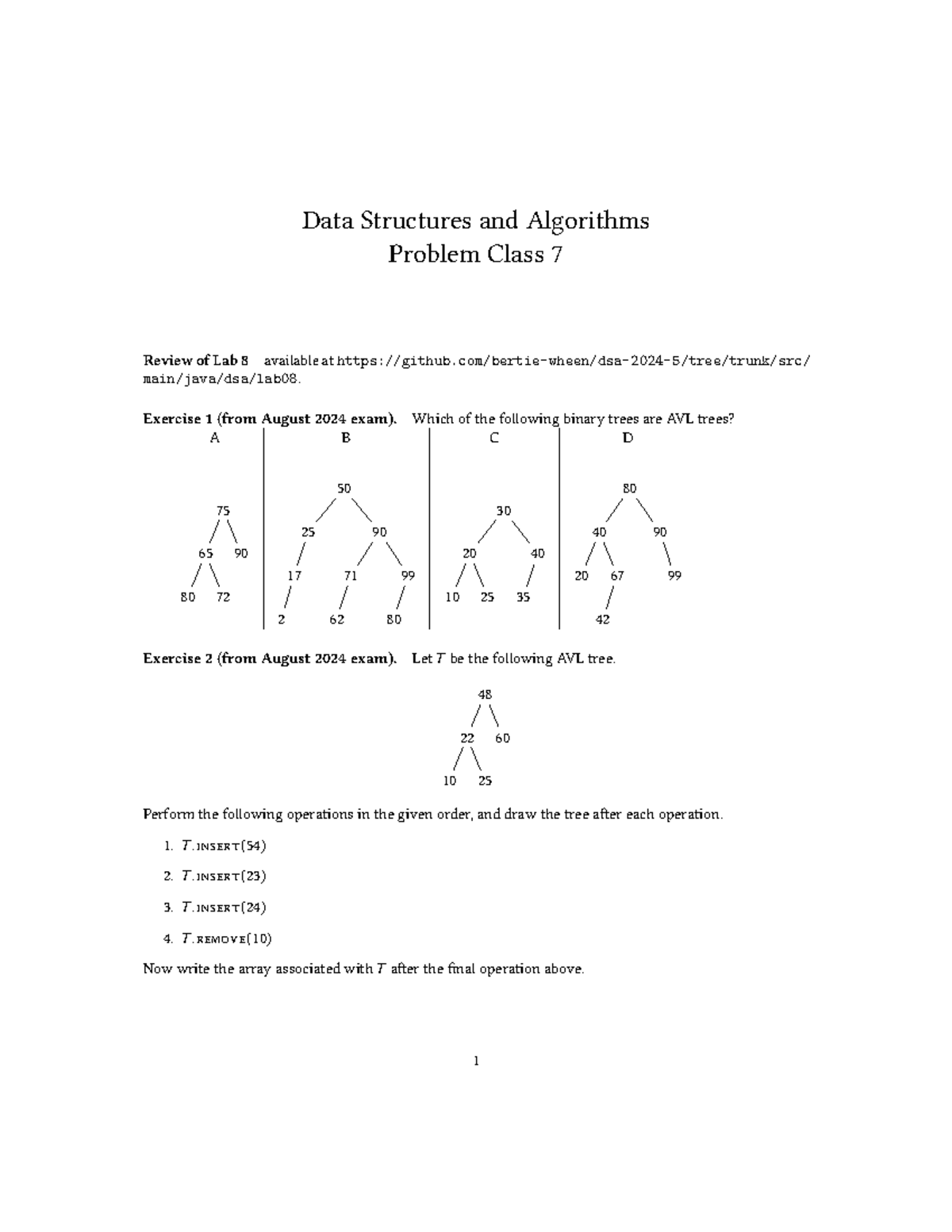 DSA2025-PC07 - Final Exam Review: AVL Trees & Operations - Studocu