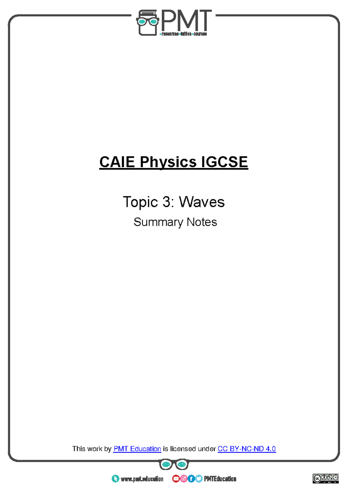 CAIE Physics IGCSE Topic 3: Waves Summary Notes - Studocu