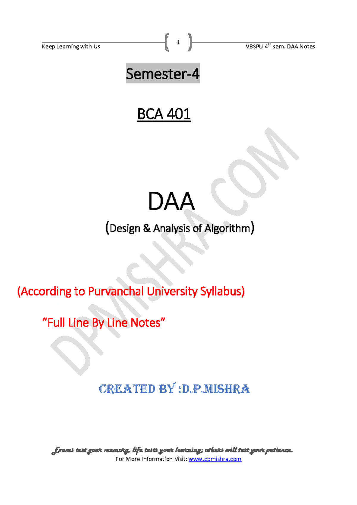 Analysis Of Algorithms Notes Pdf