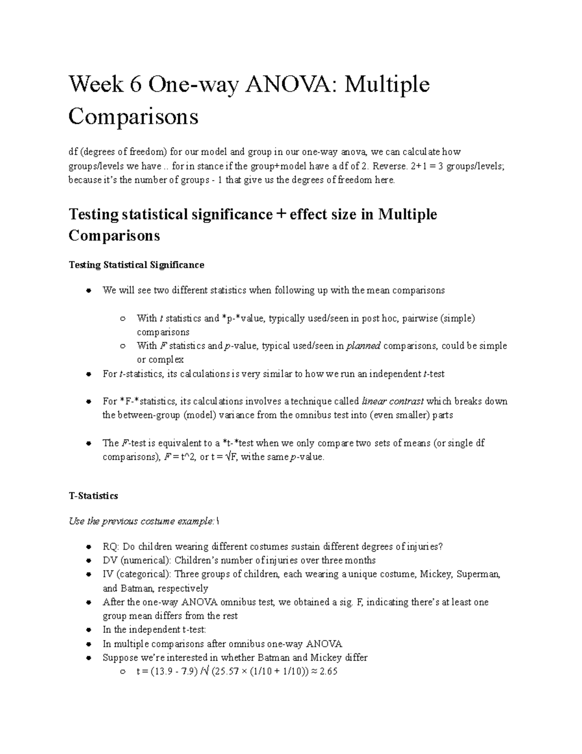 PSYU2248 Week 6: ANOVA & Multiple Comparisons in Statistical Analysis ...