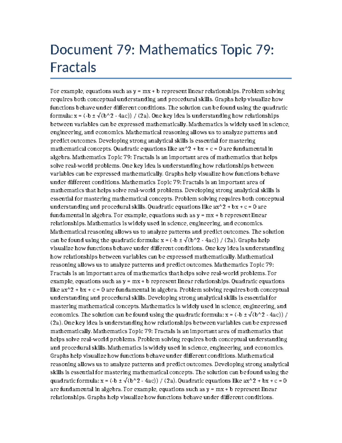 Math 079: Understanding Fractals and Quadratic Equations - Studocu
