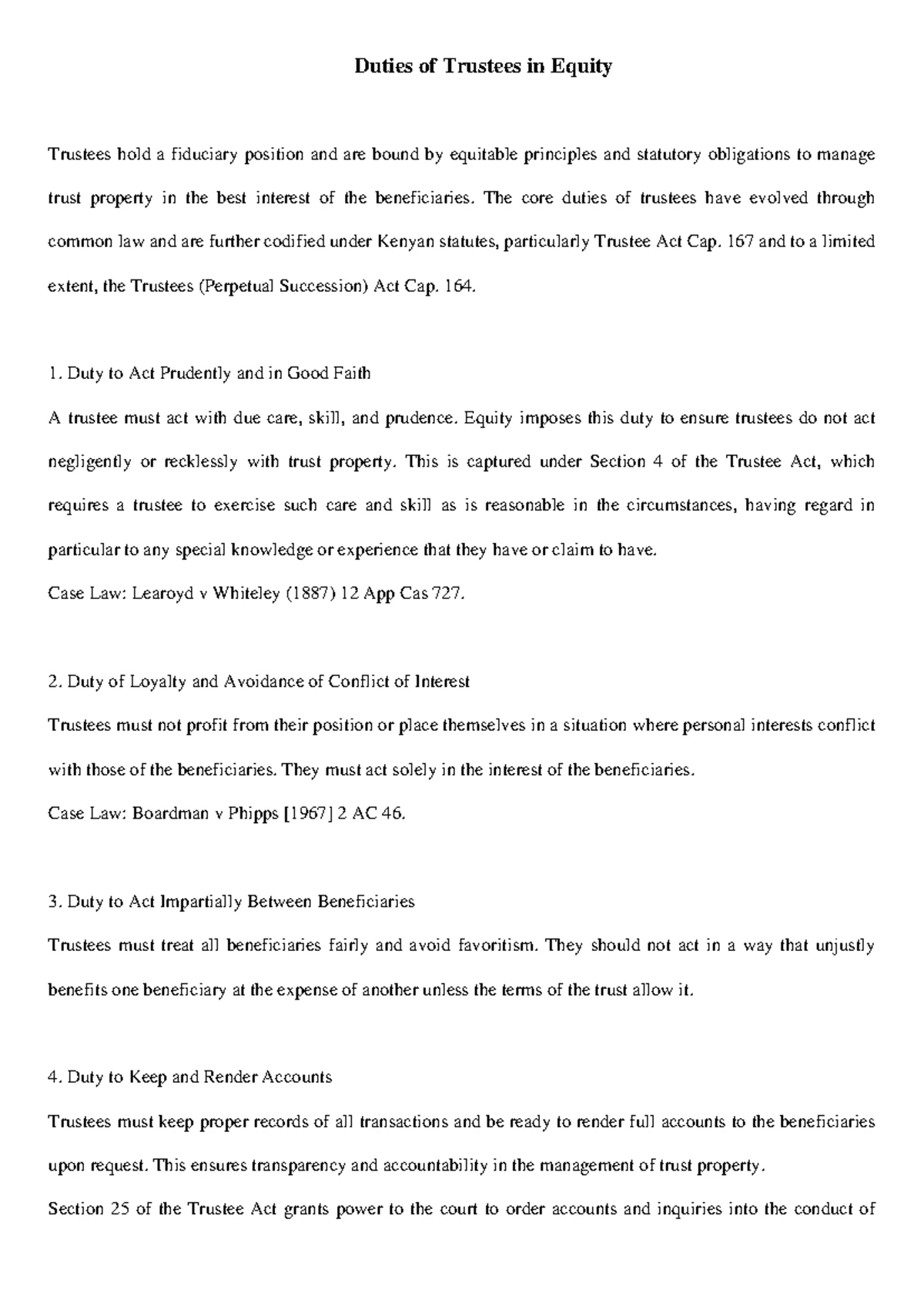 LAW OF TRUSTS CAT: Duties, Powers & Discretion of Trustees in Equity ...