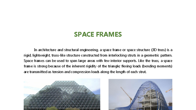 SPACE FRAME: An Overview of Design and History in Architecture - Studocu