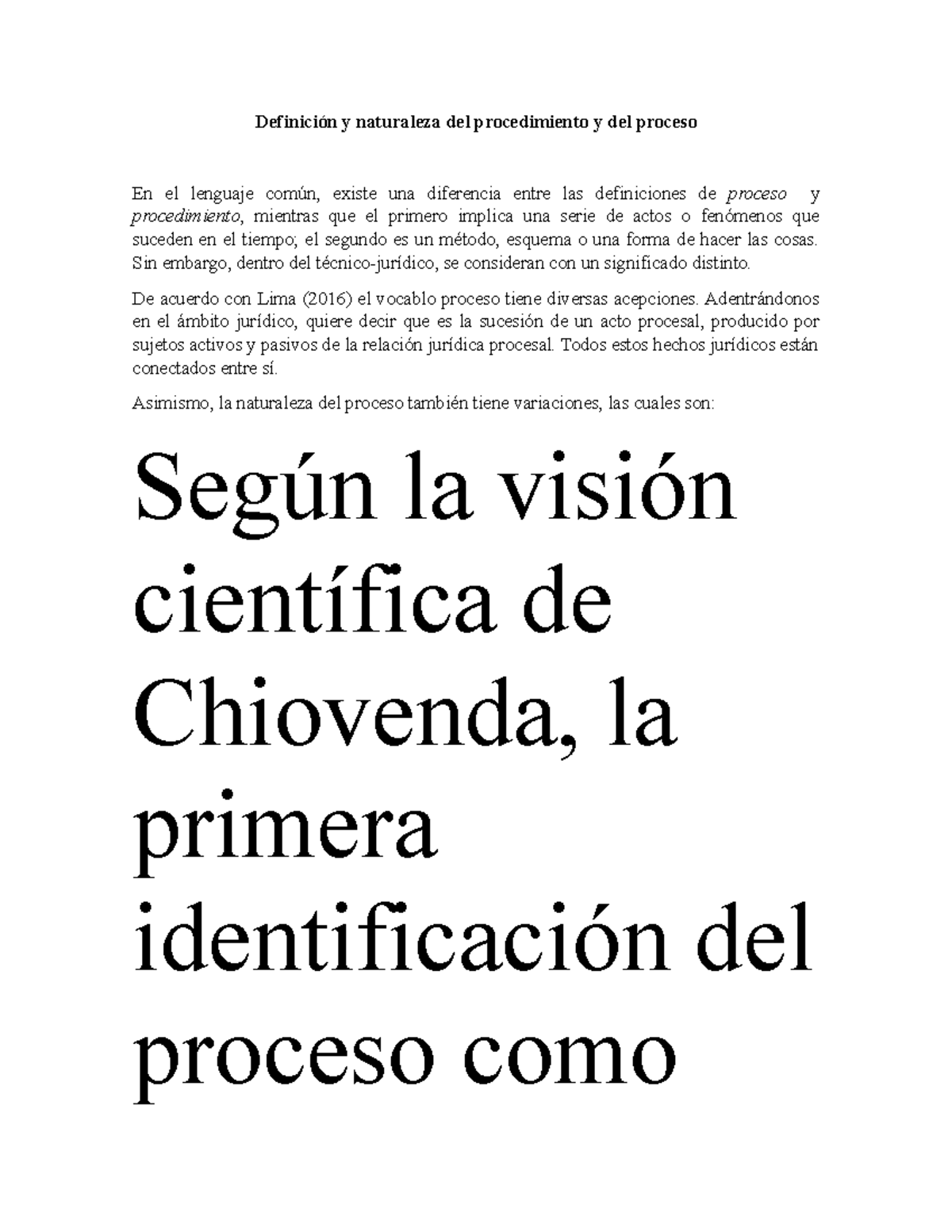 Definición y Naturaleza del Procedimiento y el Proceso Jurídico - Studocu